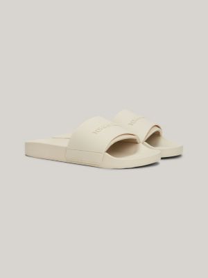 Logo Embossed Pool Slides Beige Tommy Hilfiger