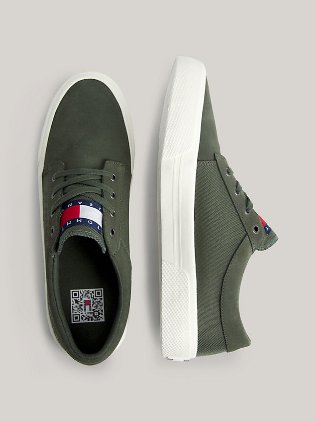 green suede skate derby trainers for men tommy jeans