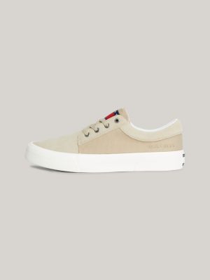 khaki suede skate derby trainers for men tommy jeans