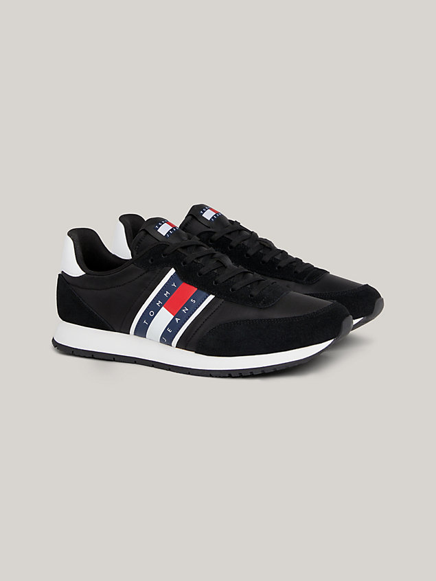 black essential mixed texture fine cleat trainers for men tommy jeans