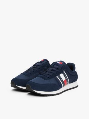 blue mixed texture contrast midsole trainers for men tommy jeans