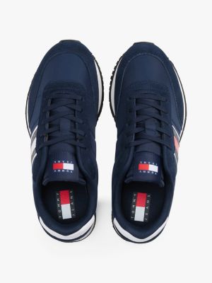 blue mixed texture contrast midsole trainers for men tommy jeans