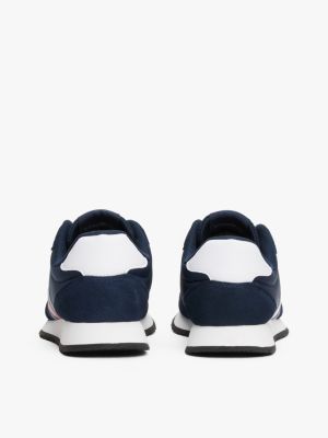 blue mixed texture contrast midsole trainers for men tommy jeans