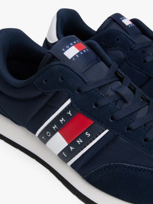 blue mixed texture contrast midsole trainers for men tommy jeans