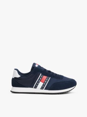 blue sneaker mit kontrast-sohle und strukturmix für herren - tommy jeans