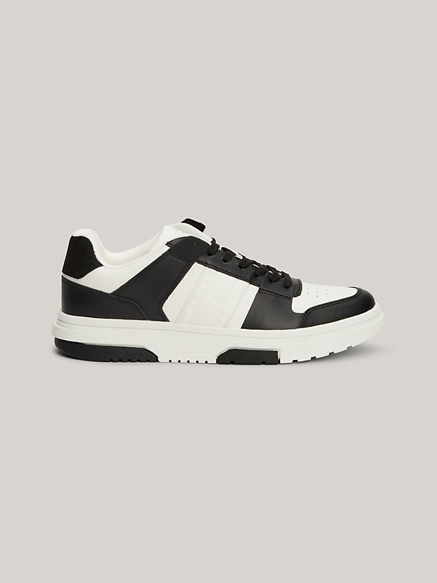 black the brooklyn leather colour-blocked trainers for men tommy jeans