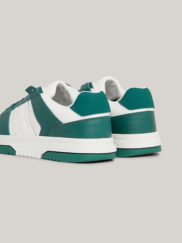 green leather colour-blocked cupsole trainers for men tommy jeans
