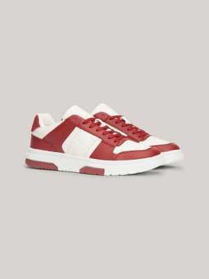 Mens red cheap and white trainers