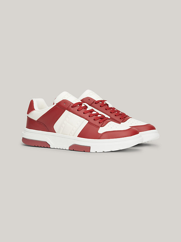 red the brooklyn leather colour-blocked trainers for men tommy jeans