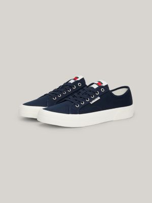 blue lace-up canvas-sneaker für herren - tommy jeans