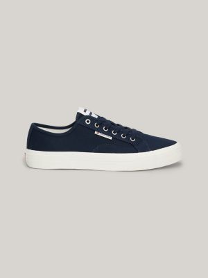 blue lace-up canvas-sneaker für herren - tommy jeans