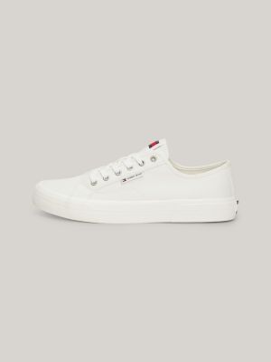 Lace Up Canvas Trainers White Tommy Hilfiger