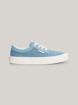 Essential Canvas Logo Lace-Up Trainers | Blue | Tommy Hilfiger