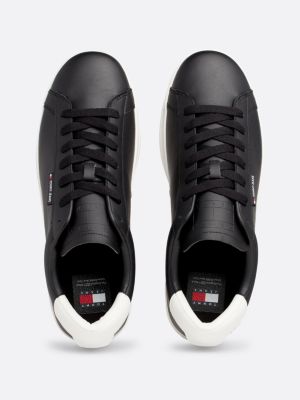 sneakers in pelle con suola preformata nero da uomini tommy jeans