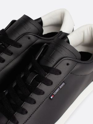 sneakers in pelle con suola preformata nero da uomini tommy jeans