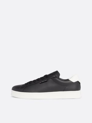 black leather cupsole trainers for men tommy jeans