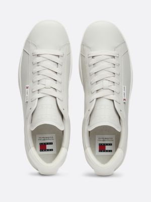 sneakers in pelle con suola preformata grigio da uomini tommy jeans