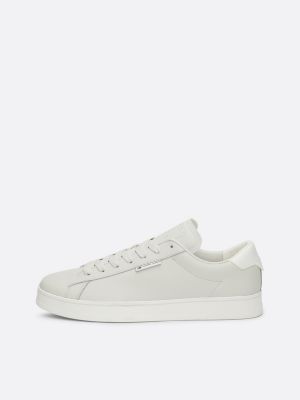 sneakers in pelle con suola preformata grigio da uomini tommy jeans