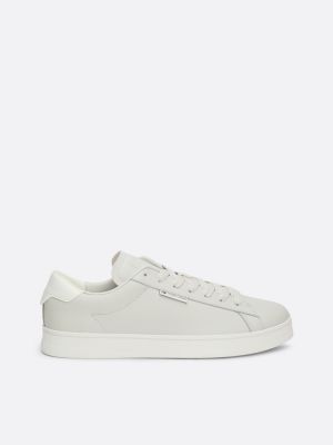 grey leather cupsole trainers for men tommy jeans