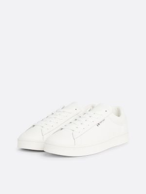 white leather cupsole trainers for men tommy jeans