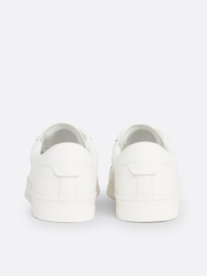 white leather cupsole trainers for men tommy jeans