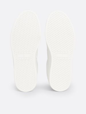 white leather cupsole trainers for men tommy jeans