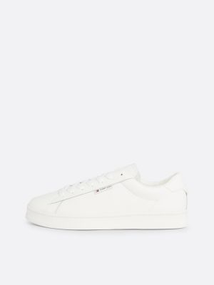 white leather cupsole trainers for men tommy jeans