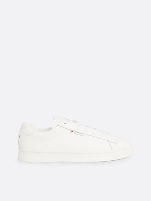 white leather cupsole trainers for men tommy jeans