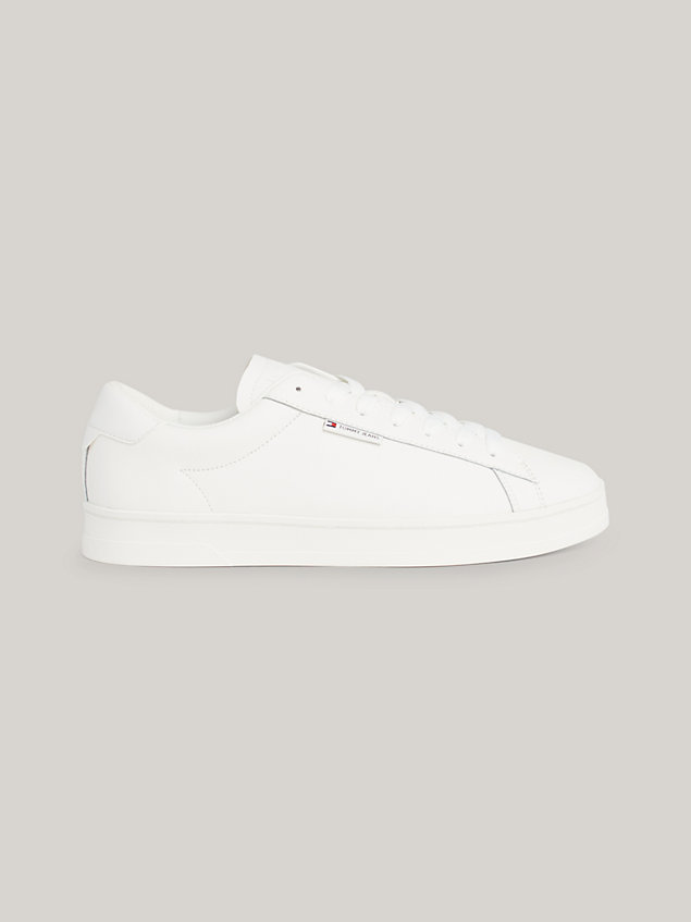 white leather logo cupsole trainers for men tommy jeans