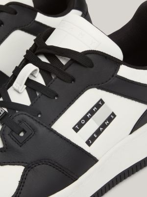Leather Fine Cleat Monochrome Basketball Trainers | Black | Tommy Hilfiger