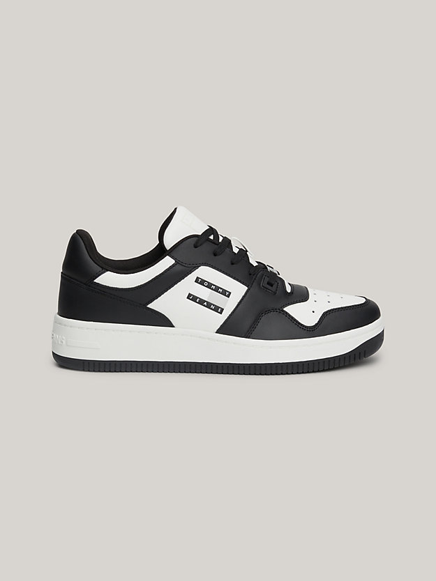 Leather Fine Cleat Monochrome Basketball Trainers | Black | Tommy Hilfiger