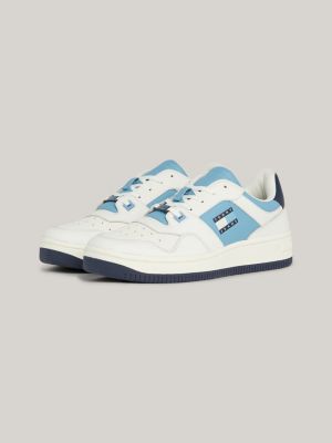 Leather Fine Cleat Monochrome Basketball Trainers | Blue | Tommy Hilfiger