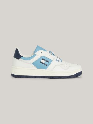 Leather Fine Cleat Monochrome Basketball Trainers | Blue | Tommy Hilfiger