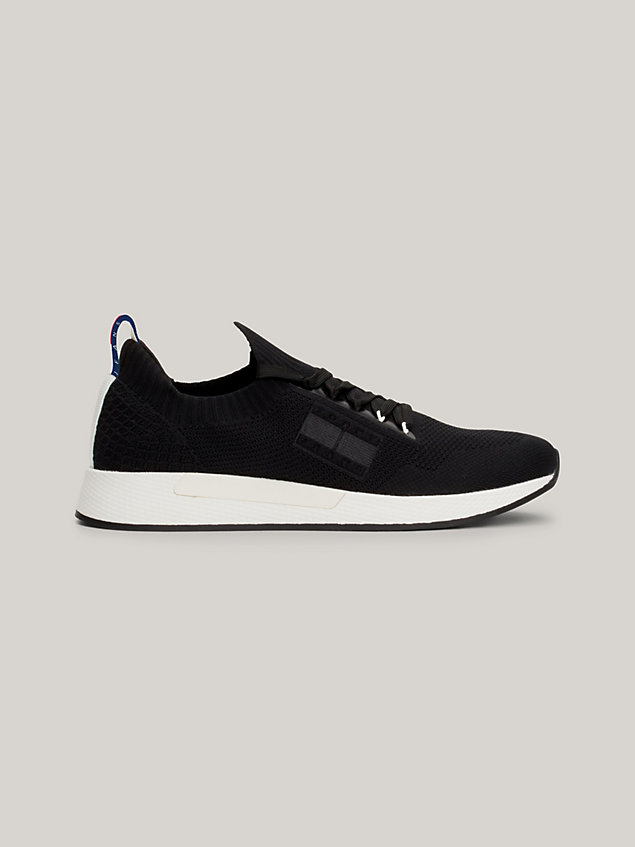 black elevated knit runner trainers for men tommy jeans