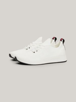 white elevated gestrickter runner-sneaker für herren - tommy jeans