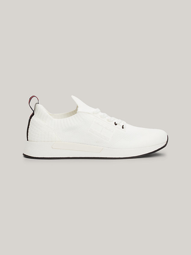 white elevated knit runner trainers for men tommy jeans