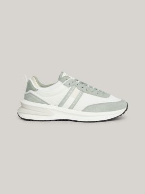 Runner-Ledersneaker mit Mesh-Einsätzen | Grau | Tommy Hilfiger