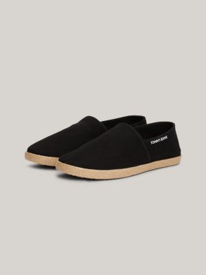 black slipper-espadrille mit seitlichem logo für herren - tommy jeans
