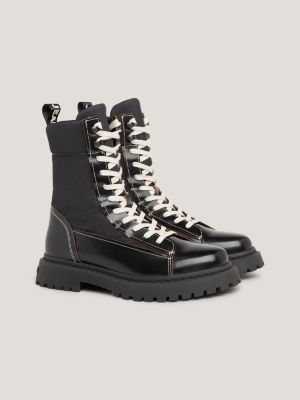 Lace Hilfiger Black Up Tommy Boots | Military Cleat |