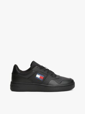 Essential Leather Basketball Trainers Black Tommy Hilfiger