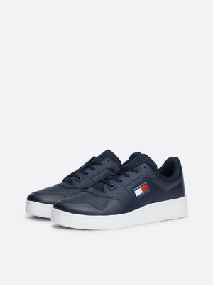 baskets crantées rétro bleu pour hommes tommy jeans