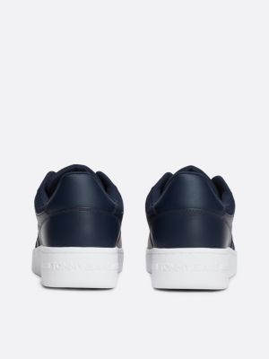 sneakers essential stile basket in pelle blu da uomini tommy jeans