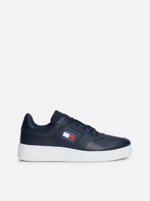 sneakers essential stile basket in pelle blue da uomini tommy jeans