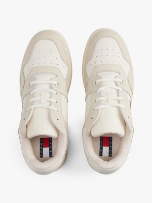 sneakers rétro stile basket antiscivolo bianco da uomini tommy jeans