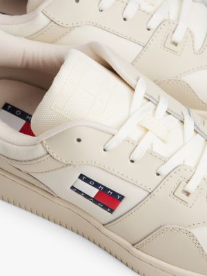 baskets crantées rétro blanc pour hommes tommy jeans