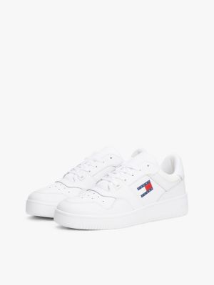 sneakers essential stile basket in pelle bianco da uomini tommy jeans