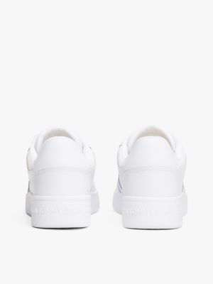 sneakers essential stile basket in pelle bianco da uomini tommy jeans