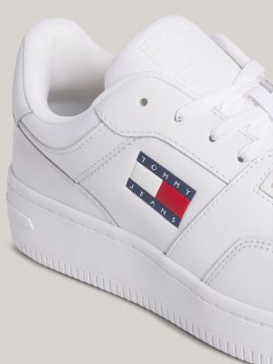 Retro Essential Leather Basketball Trainers | White | Tommy Hilfiger