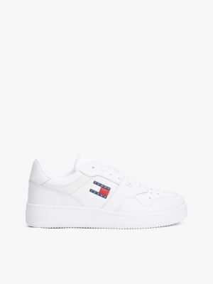 white retro-basketball-sneaker mit feinem profil für herren - tommy jeans