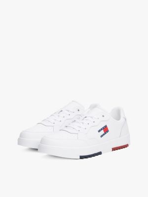 zapatillas essential con suela dentada y logo white de hombres tommy jeans